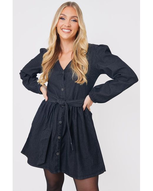 Carys Whittaker Black Denim Button Through Smock Dress