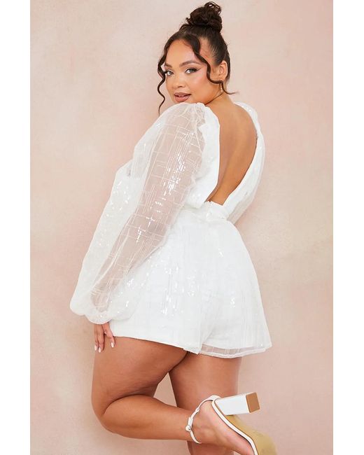 In The Style White Premium Sequin Playsuit