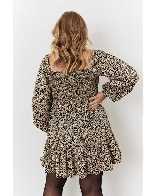 In The Style Multicolor Leopard Print Tie Front Smock Frill Mini Dress