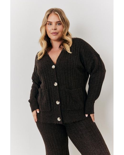 JAC JOSSA Black Cozy Button-Up Knit Cardigan Co-Ord Set