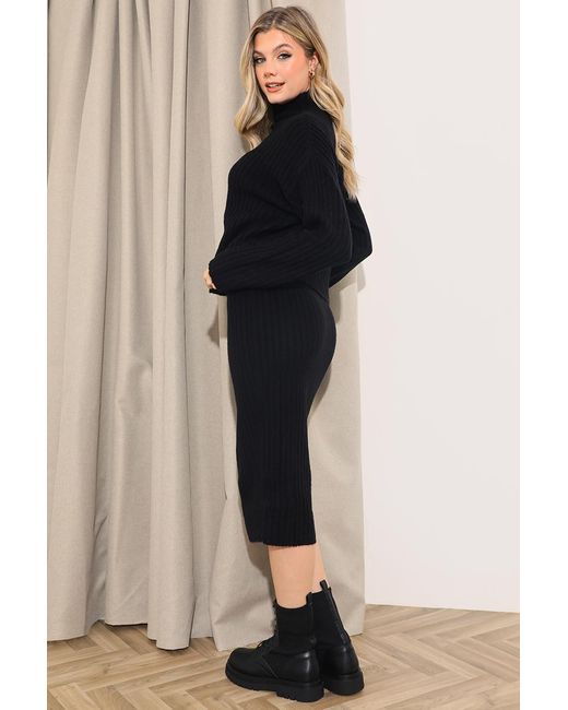 In The Style Black Midaxi Knitted Co-Ord Skirt