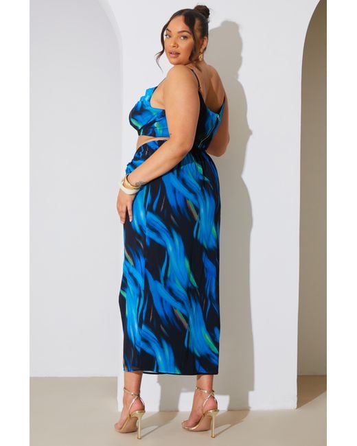 Perrie Sian Blue Abstract Print Maxi Co-Ord Skirt