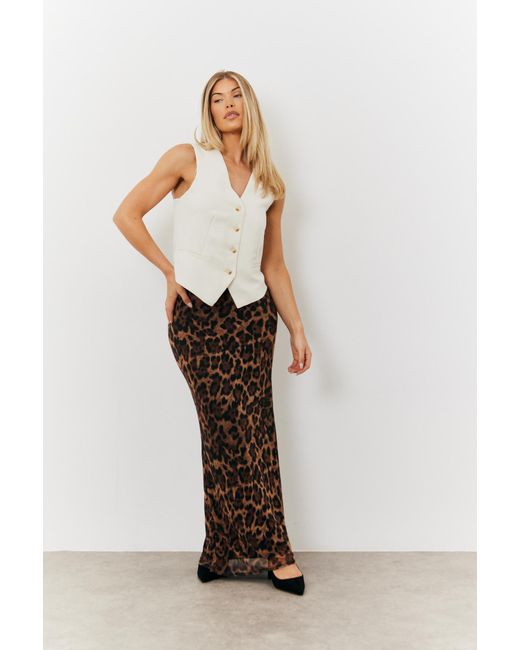 In The Style Brown Leopard Mesh Maxi Skirt