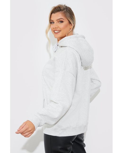 In The Style Gray Fleeceback Zip Through Hoodie