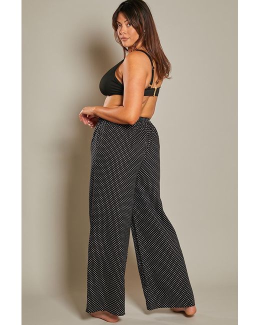 In The Style Black Linen Polka Dot Beach Trouser