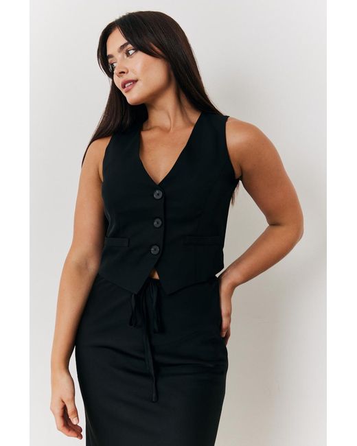 In The Style Black Tailored Waistcoat