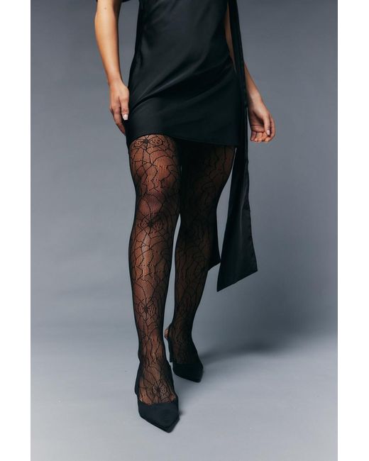 In The Style Black Cobweb Lace Tights