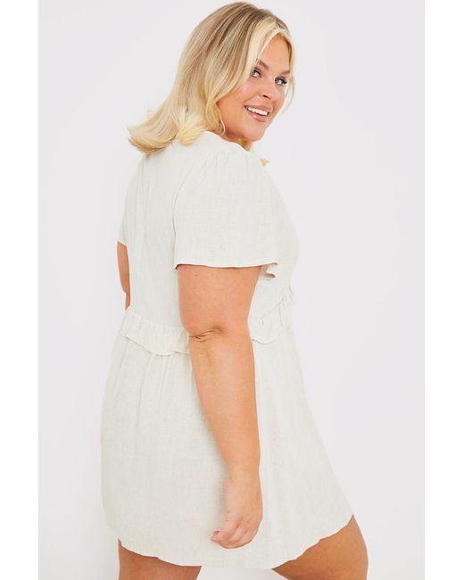 Carys Whittaker White Linen Frill Detail Smock Dress