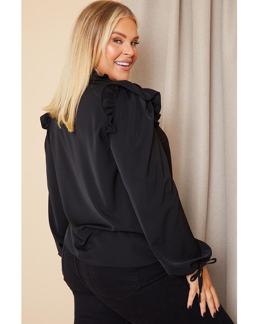 In The Style Black Ruffle Blouse