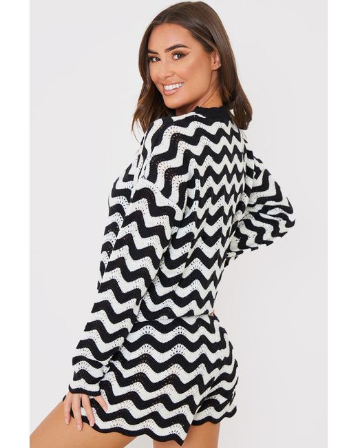 Stacey Solomon Black Chevron Flare Sleeve Co-Ord Jumper