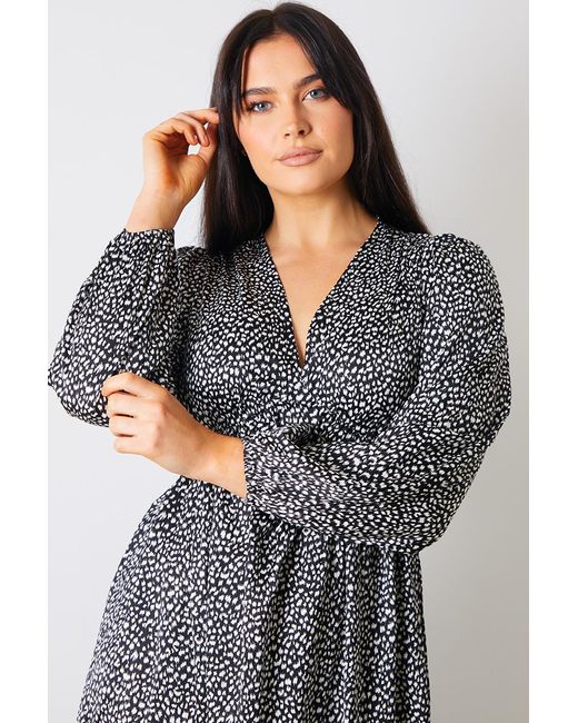 Carys Whittaker Black Animal Print Smock Midi Dress