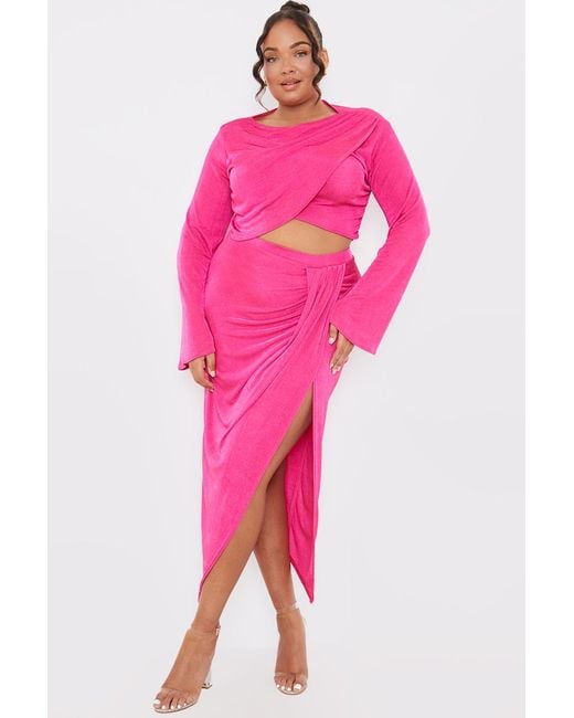 Pink midi skirt co ord best sale