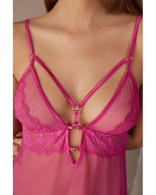 Intimissimi Fearless Femininity Tulle And Lace Babydoll in Red | Lyst