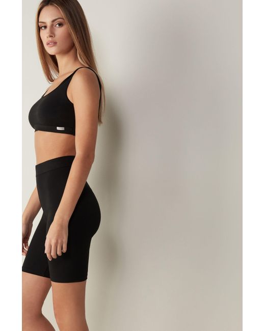 Intimissimi Cotton Bike Shorts in Black - Lyst