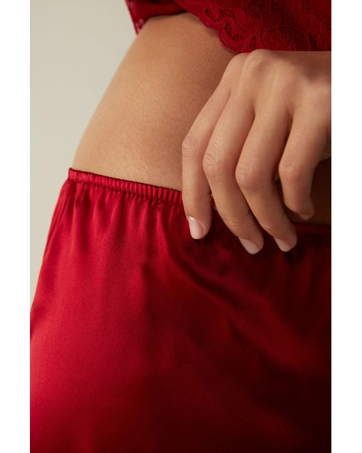 Intimissimi Silk Shorts in Red - Lyst