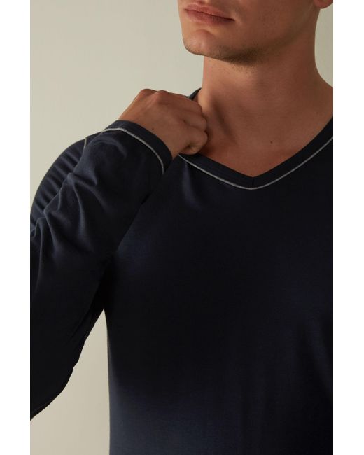Intimissimi Micromodal Pajamas in Midnight Blue (Blue) for Men - Lyst
