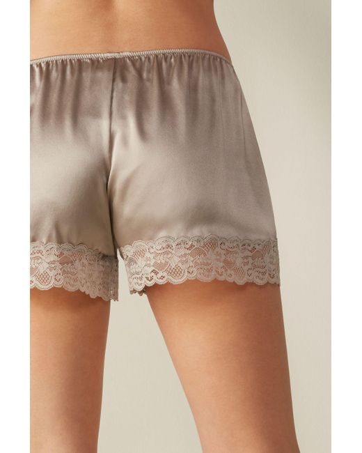 Intimissimi Silk Shorts in Powder Beige (Natural) - Lyst