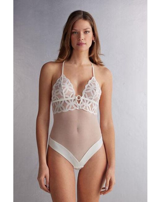 Body in Pizzo e Tulle Crafted Elegance di Intimissimi in White
