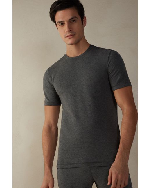 Intimissimi Gray Short-sleeve Modal-cashmere Top for men