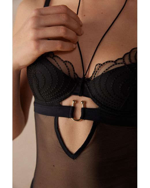 Intimissimi Steal The Show Guipure Demi-cup Bra in Brown | Lyst