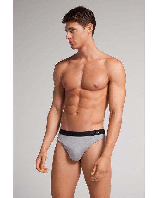 Intimissimi Logo Detailed Microfiber Thong in Gray for Men | Lyst