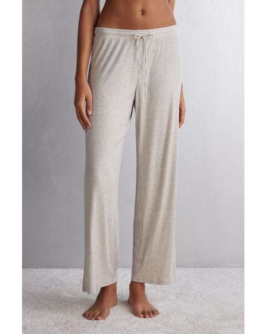 Pantalone Lungo a Palazzo in Modal Chic Comfort di Intimissimi in Gray