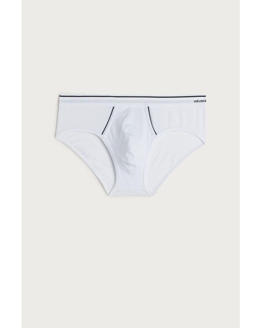 Intimissimi Logo Detailed Supima® Cotton Briefs in White/Blue (White) for Men Save 19 Lyst