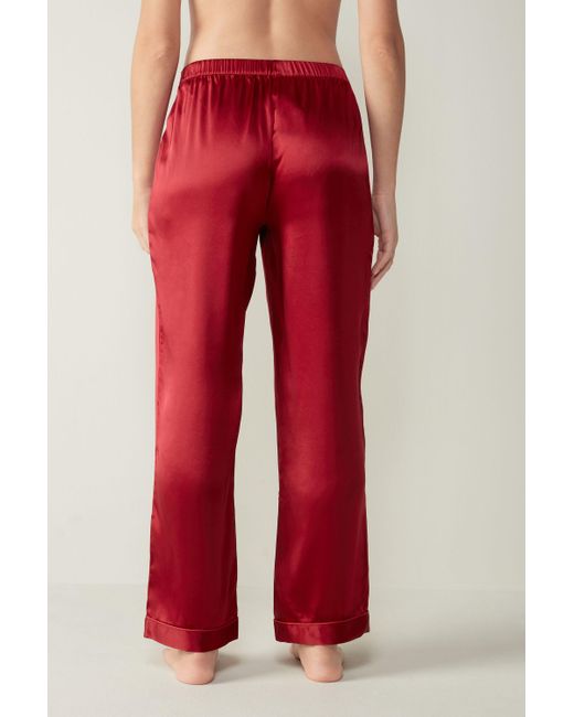Intimissimi Silk Satin Pajama Pants in Red - Lyst