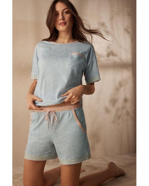 Bas de pyjama en coton ROMANTIC CASHMERE Intimissimi en coloris Bleu | Lyst