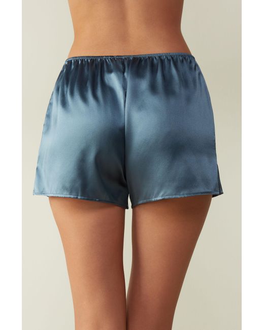 Intimissimi Smooth Silk-satin Shorts in Blue Denim (Blue) - Lyst