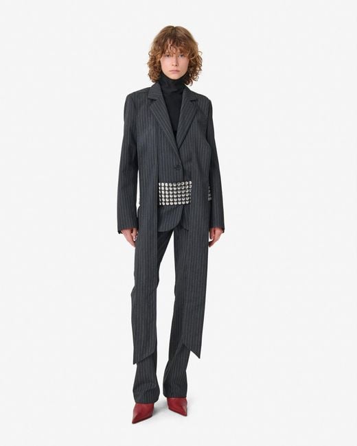 IRO Blue Striped Suit Jacket