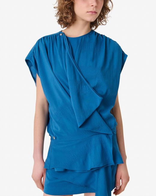 IRO Blue Draped Top