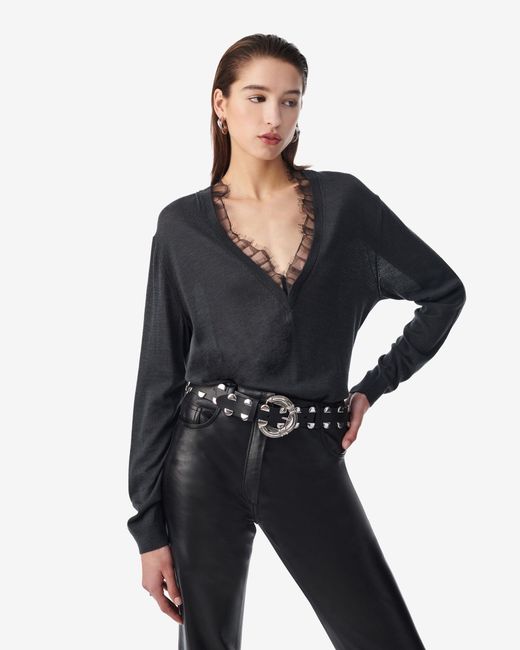 IRO Blue Lace V-neck Sweater