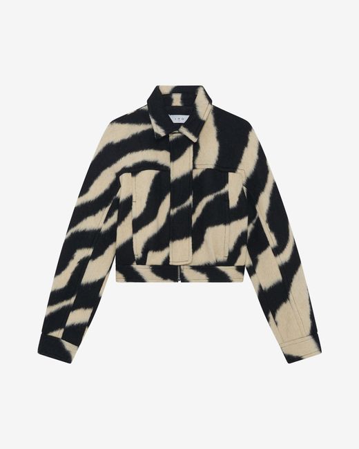 IRO Black Eraki Zebra Patterned Cropped Jacket