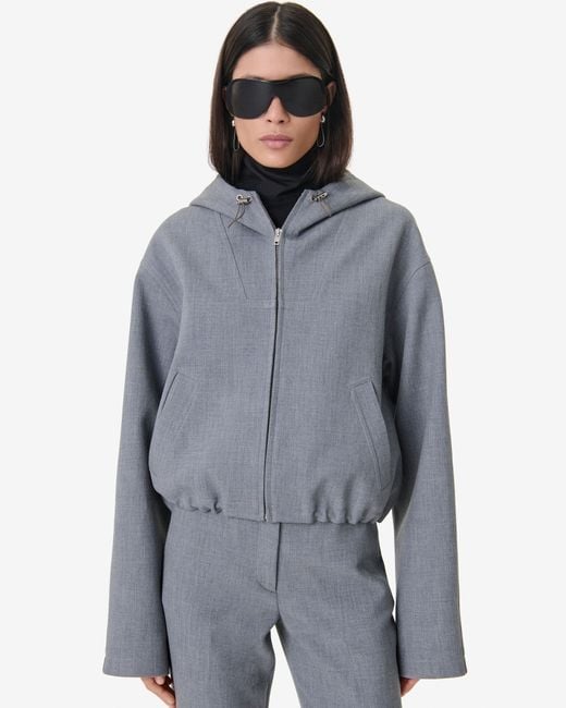 IRO Gray Hooded Cropped Jacket
