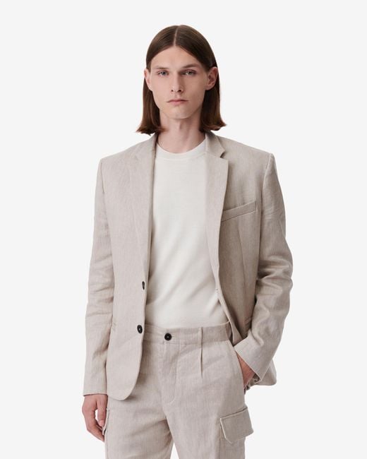 IRO Gray Mercury Linen-blend Suit Jacket for men