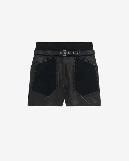IRO Black Necati Belted Leather Shorts