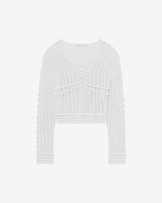 IRO Gray Kettie V-neck Crochet Sweater