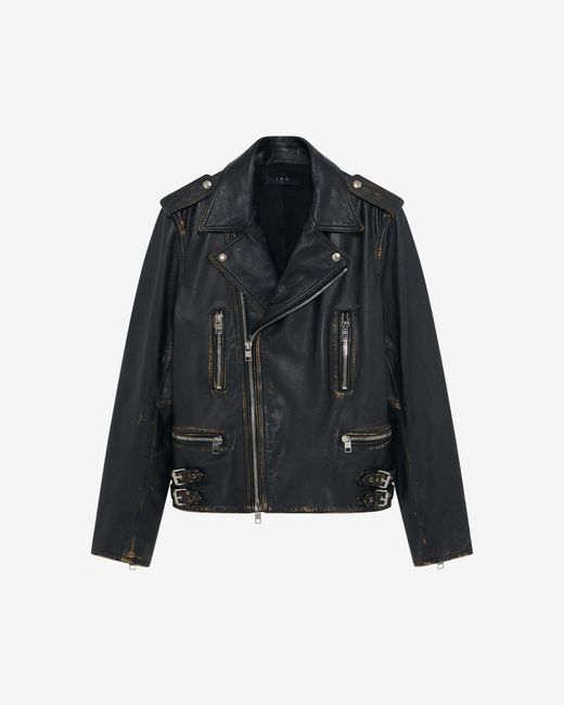 IRO Black Cruise Leather Biker Jacket for men