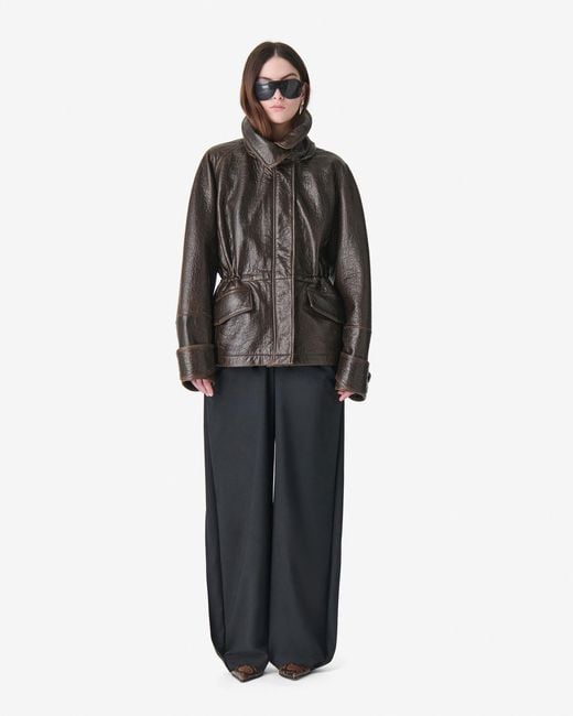 IRO Black Leather Parka