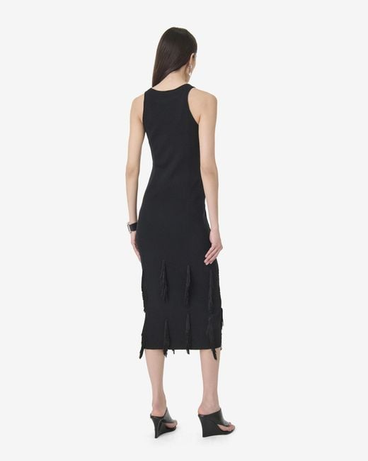 ROBE MIDI À FRANGES IRO en coloris White