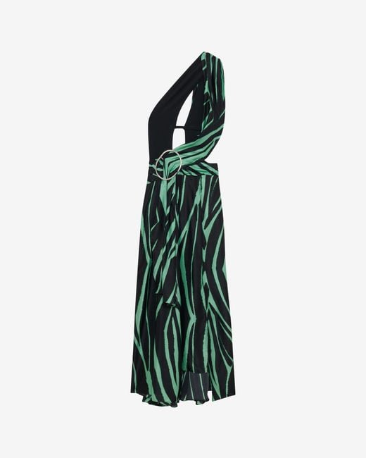 ROBE LONGUE ASYMÉTRIQUE IRO en coloris Green