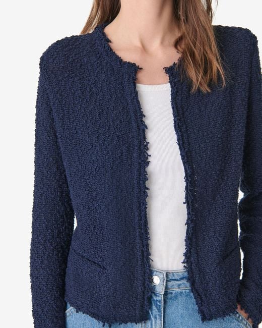 IRO Blue Textured Tweed Jacket