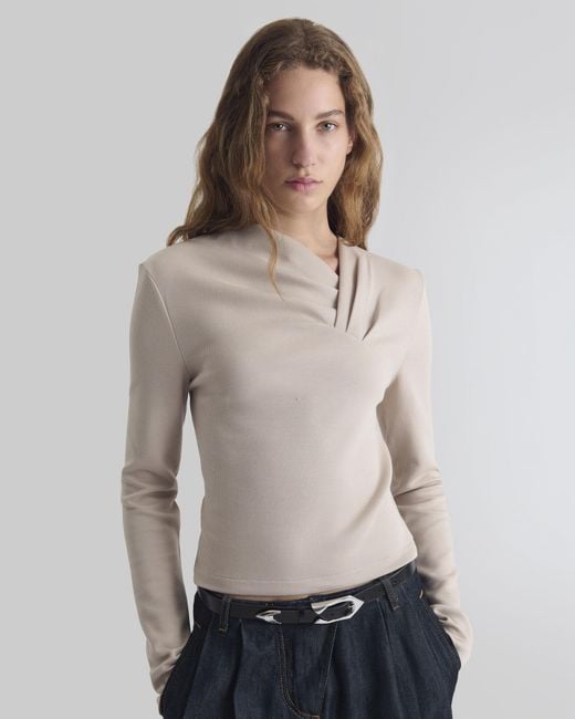 IRO Blue Asymmetric Draped Top