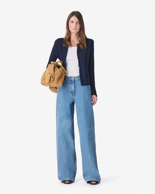 IRO Blue Textured Tweed Jacket