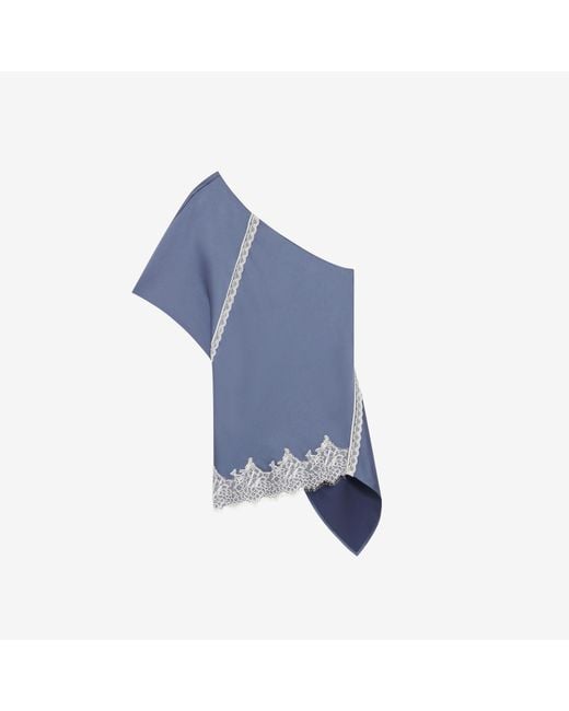 IRO Blue Asymmetrical Lace Top