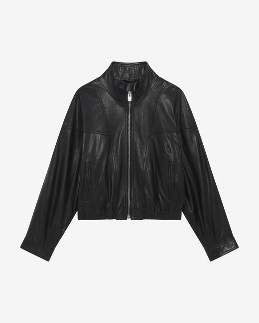 IRO Black Okan Leather Stand-up Collar Jacket