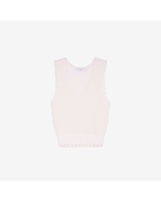 IRO White V-neck Knit Top