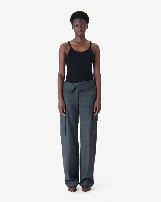 IRO Blue Checked Cargo Pants