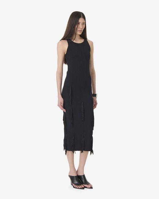 ROBE MIDI À FRANGES IRO en coloris White